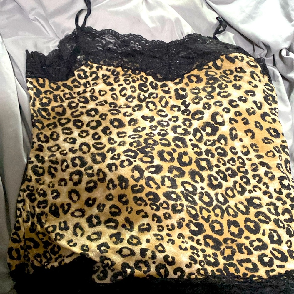 Xhilaration Leopard Print Chemise with Black Lace